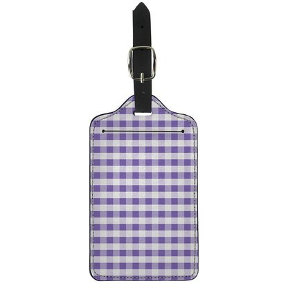 Purple And White Gingham Pattern Print Luggage Tag