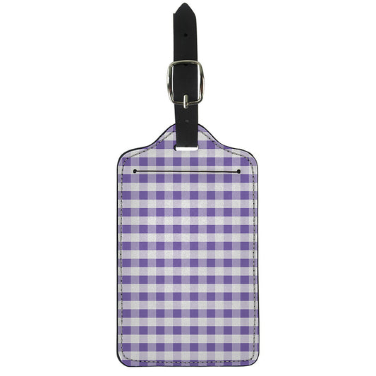 Purple And White Gingham Pattern Print Luggage Tag