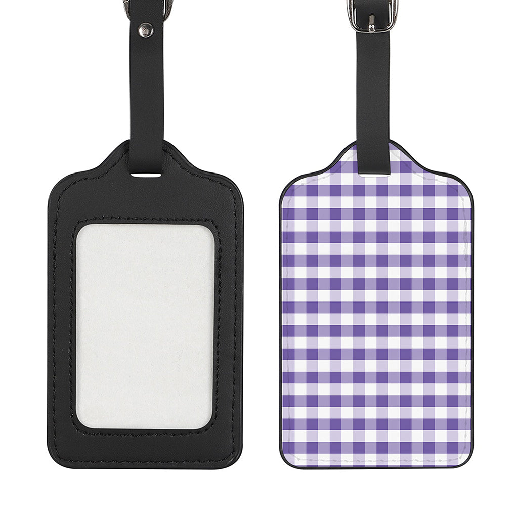Purple And White Gingham Pattern Print Luggage Tag