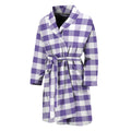 Purple And White Gingham Pattern Print Men's Bathrobe