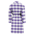 Purple And White Gingham Pattern Print Men's Bathrobe