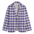 Purple And White Gingham Pattern Print Men's Blazer