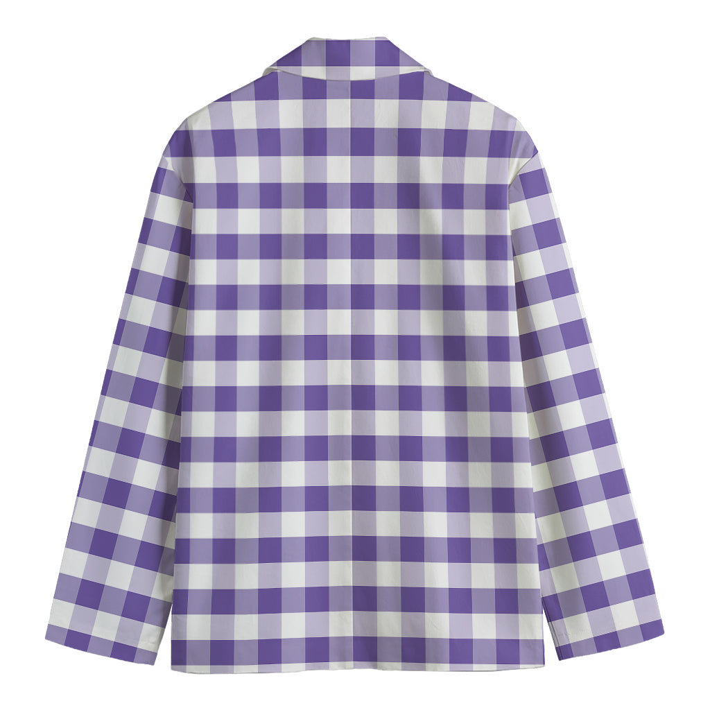 Purple And White Gingham Pattern Print Men's Blazer