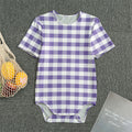 Purple And White Gingham Pattern Print Men's Bodysuit