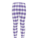 Purple And White Gingham Pattern Print Men's leggings