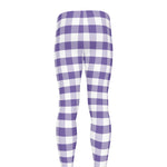 Purple And White Gingham Pattern Print Men's leggings