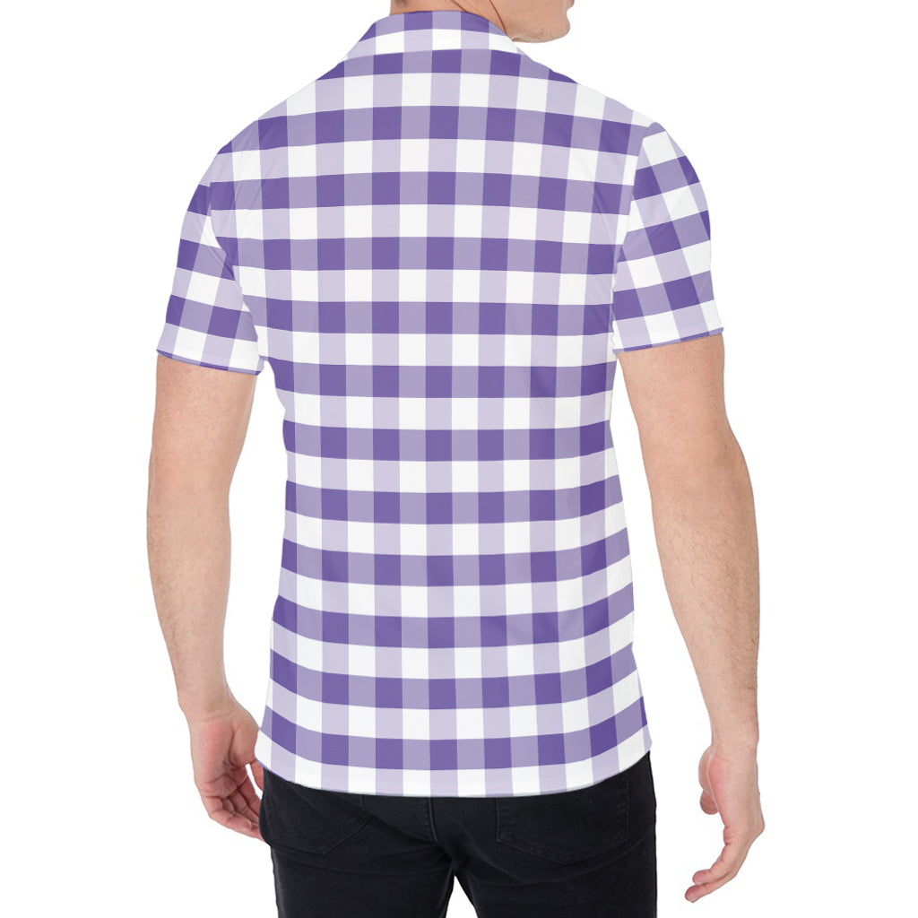 Purple And White Gingham Pattern Print Men's Shirt