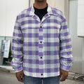 Purple And White Gingham Pattern Print Men's Shirt Jacket