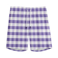 Purple And White Gingham Pattern Print Men's Athletic Shorts