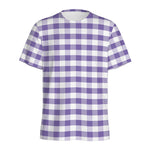 Purple And White Gingham Pattern Print Men's Sports T-Shirt