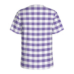 Purple And White Gingham Pattern Print Men's Sports T-Shirt
