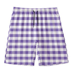 Purple And White Gingham Pattern Print Men's Swim Trunks