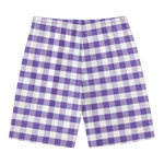 Purple And White Gingham Pattern Print Men's Swim Trunks
