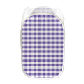 Purple And White Gingham Pattern Print Mesh Laundry Hamper