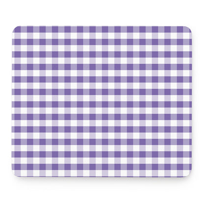 Purple And White Gingham Pattern Print Mouse Pad