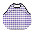 Purple And White Gingham Pattern Print Neoprene Lunch Bag