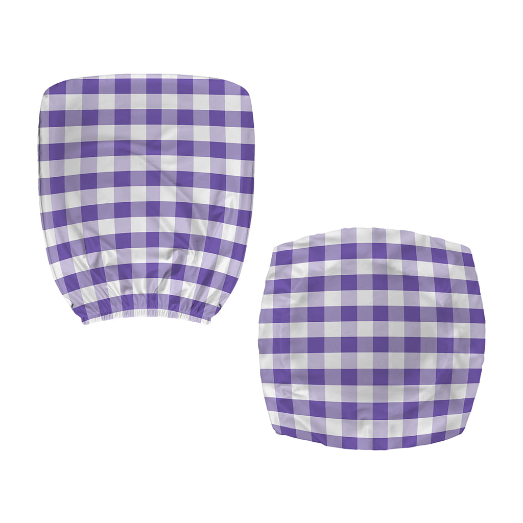 Purple And White Gingham Pattern Print Office Chair Cover