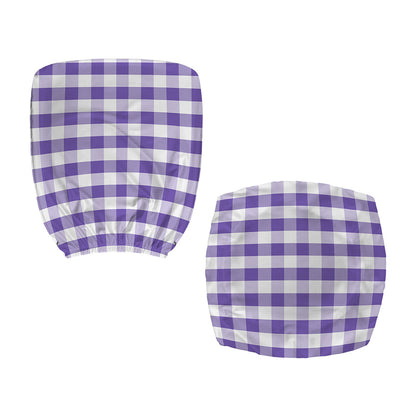Purple And White Gingham Pattern Print Office Chair Cover