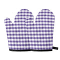 Purple And White Gingham Pattern Print Oven Mitts