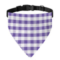 Purple And White Gingham Pattern Print Over The Collar Dog Bandana