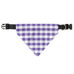 Purple And White Gingham Pattern Print Over The Collar Dog Bandana