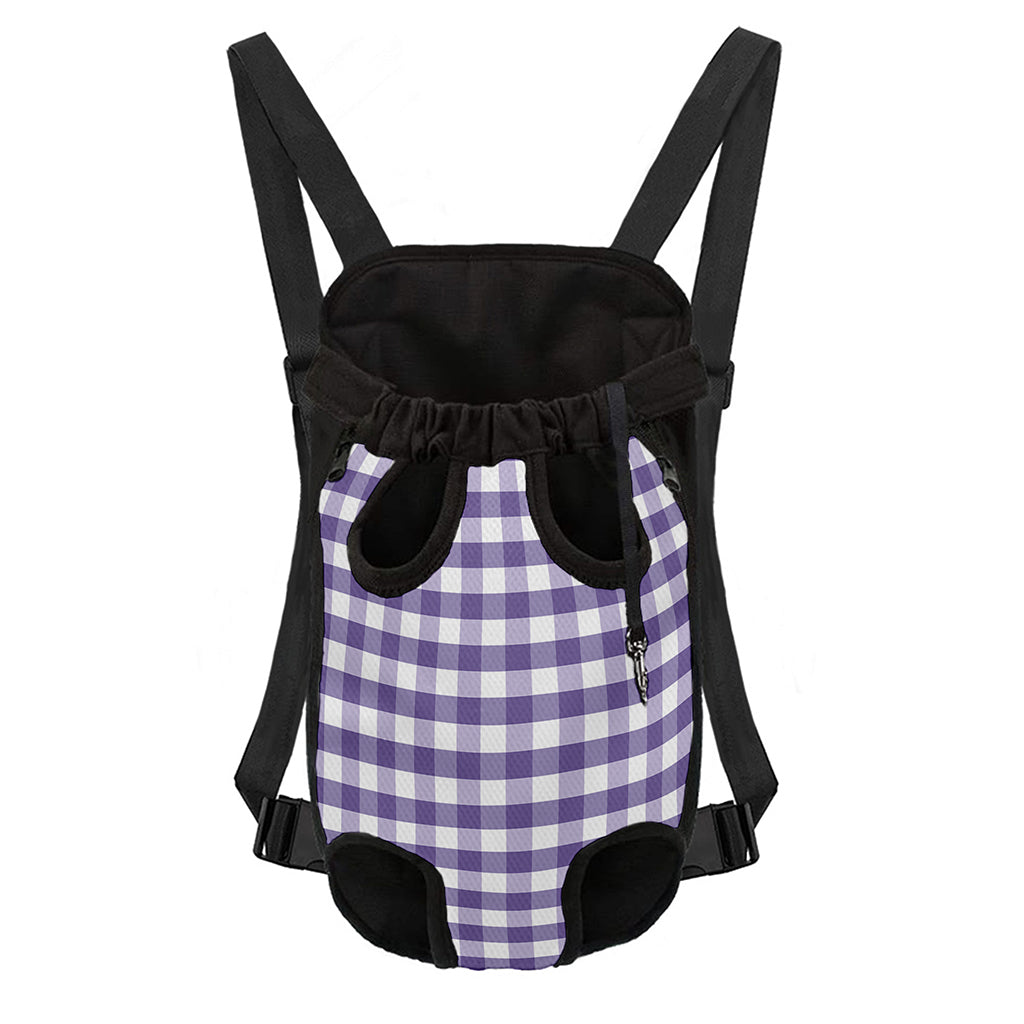 Purple And White Gingham Pattern Print Pet Carrier Backpack