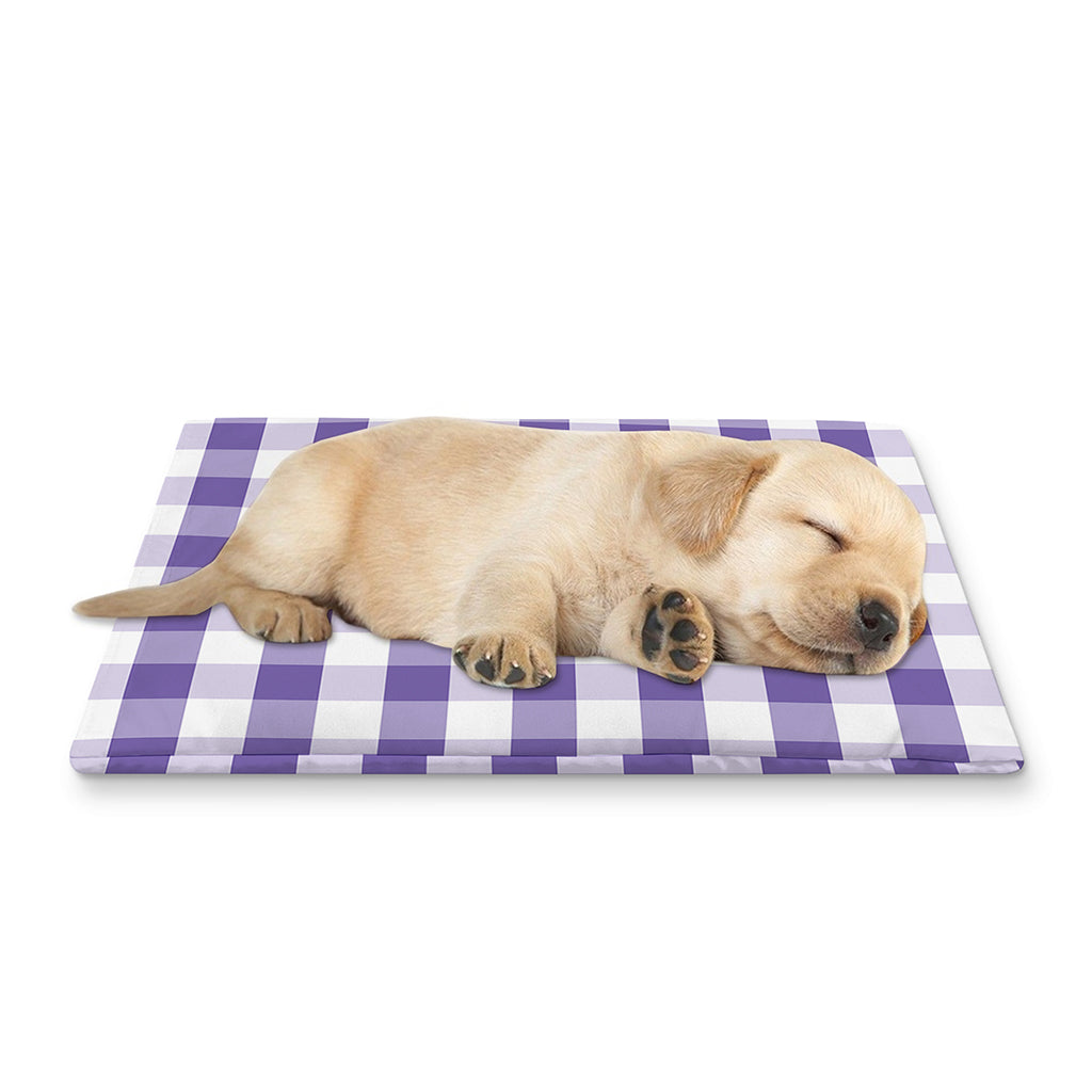 Purple And White Gingham Pattern Print Pet Cooling Mat Cover