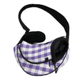 Purple And White Gingham Pattern Print Pet Sling Carrier