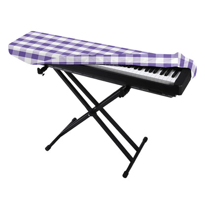 Purple And White Gingham Pattern Print Piano Keyboard Cover