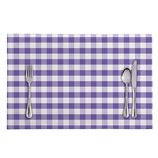 Purple And White Gingham Pattern Print Placemat