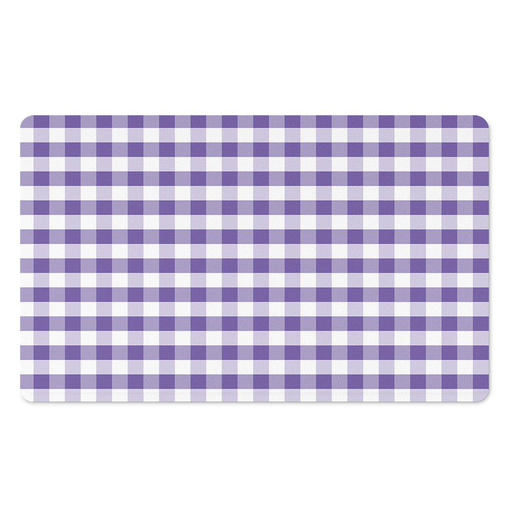 Purple And White Gingham Pattern Print Polyester Doormat