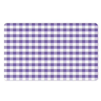 Purple And White Gingham Pattern Print Polyester Doormat