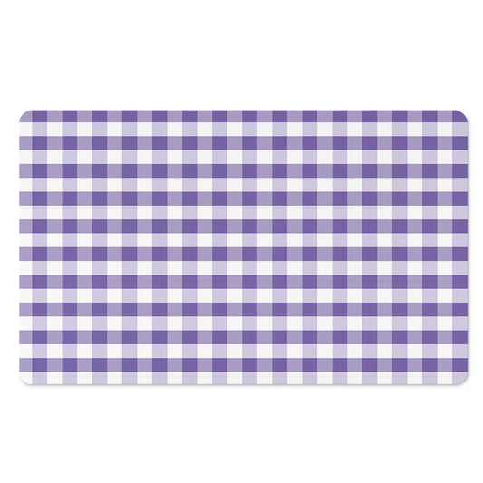 Purple And White Gingham Pattern Print Polyester Doormat