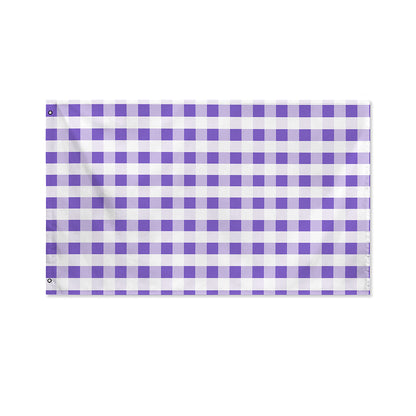 Purple And White Gingham Pattern Print Polyester Flag