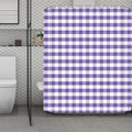 Purple And White Gingham Pattern Print Polyester Shower Curtain