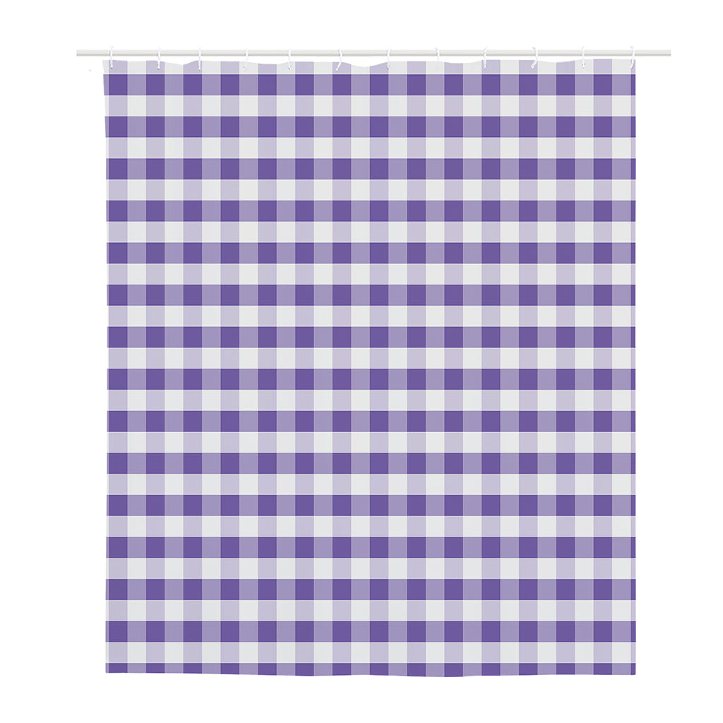 Purple And White Gingham Pattern Print Polyester Shower Curtain