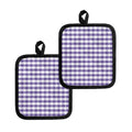 Purple And White Gingham Pattern Print Pot Holders