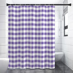 Purple And White Gingham Pattern Print Premium Shower Curtain