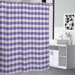 Purple And White Gingham Pattern Print Premium Shower Curtain