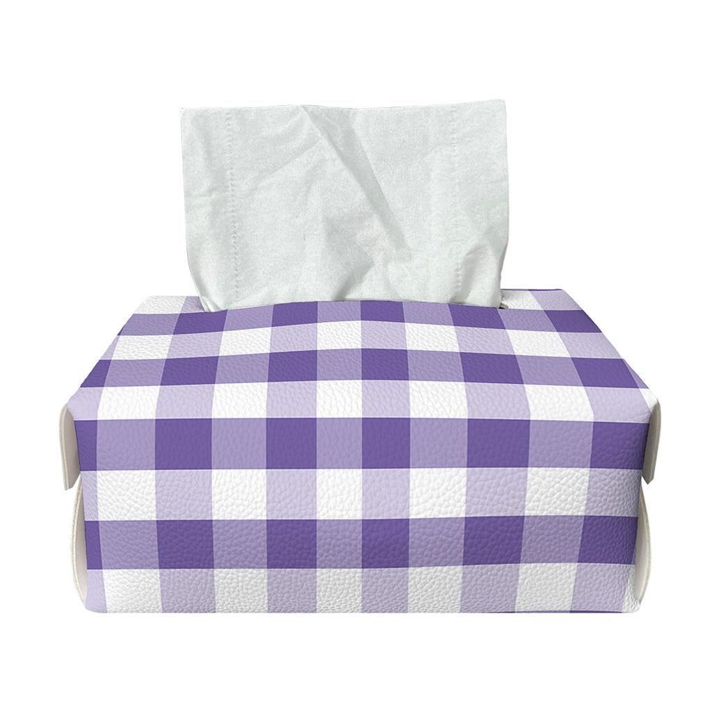 Purple And White Gingham Pattern Print Rectangle Tissue Box Cover