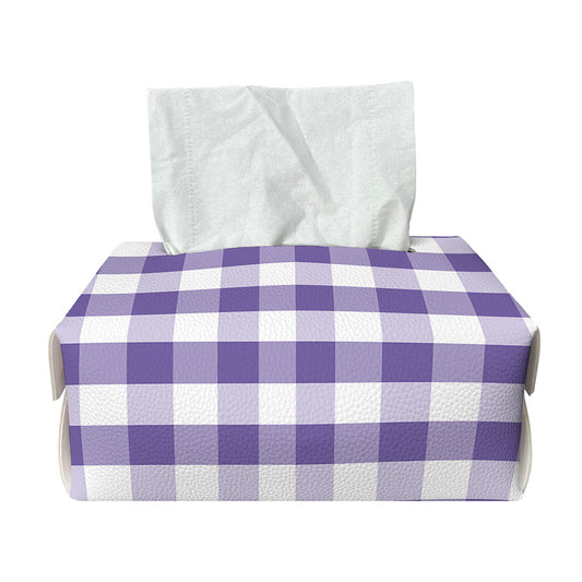 Purple And White Gingham Pattern Print Rectangle Tissue Box Cover
