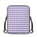 Purple And White Gingham Pattern Print Rectangular Crossbody Bag