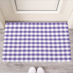 Purple And White Gingham Pattern Print Rubber Doormat