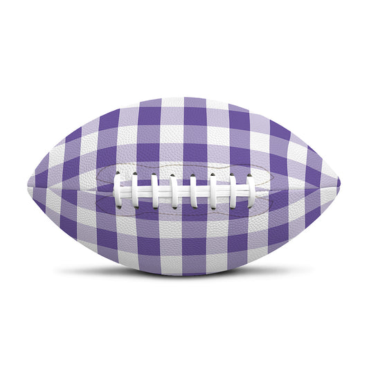 Purple And White Gingham Pattern Print Rugby Ball
