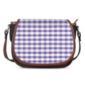 Purple And White Gingham Pattern Print Saddle Bag