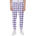 Purple And White Gingham Pattern Print Joggers