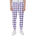 Purple And White Gingham Pattern Print Scuba Joggers