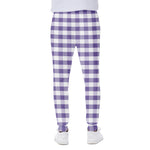 Purple And White Gingham Pattern Print Scuba Joggers