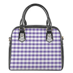 Purple And White Gingham Pattern Print Shoulder Handbag
