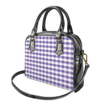 Purple And White Gingham Pattern Print Shoulder Handbag